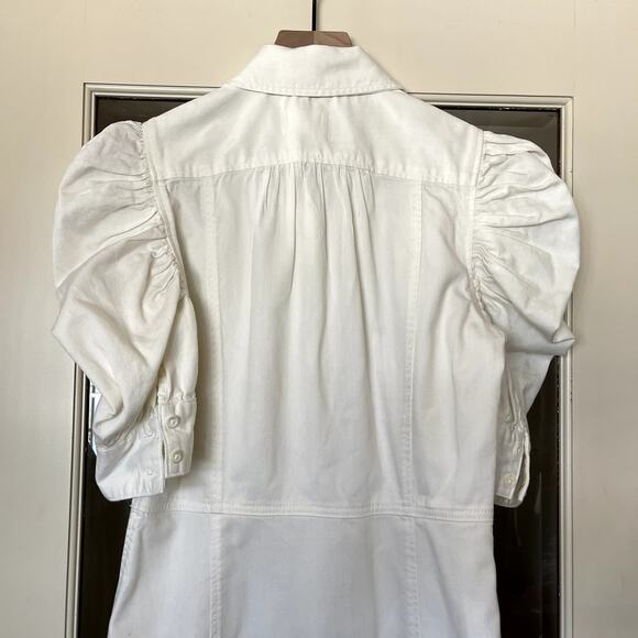 FRAME Gillian Dress Ecru Puff Shoulder Off White Size XS‎ Mini Chic Cute Sexy - Picture 12 of 16